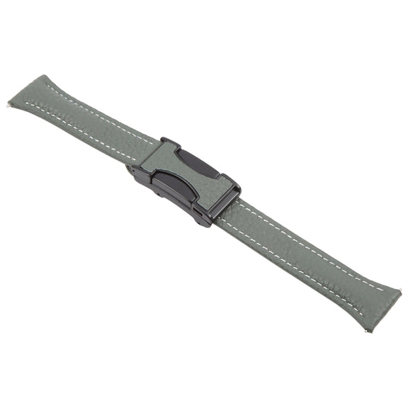 20mm Universal Slim Magnetic Buckle Genuine Leather Watch Band(Dark Green)