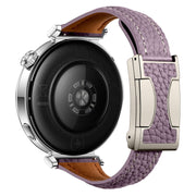 20mm Universal Slim Magnetic Buckle Genuine Leather Watch Band(Purple)