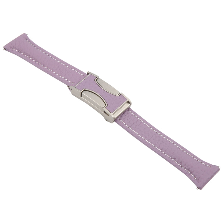20mm Universal Slim Magnetic Buckle Genuine Leather Watch Band(Purple)