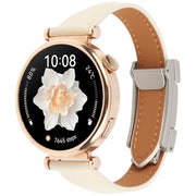 20mm Universal Slim Magnetic Buckle Genuine Leather Watch Band(Plain Weave Beige)