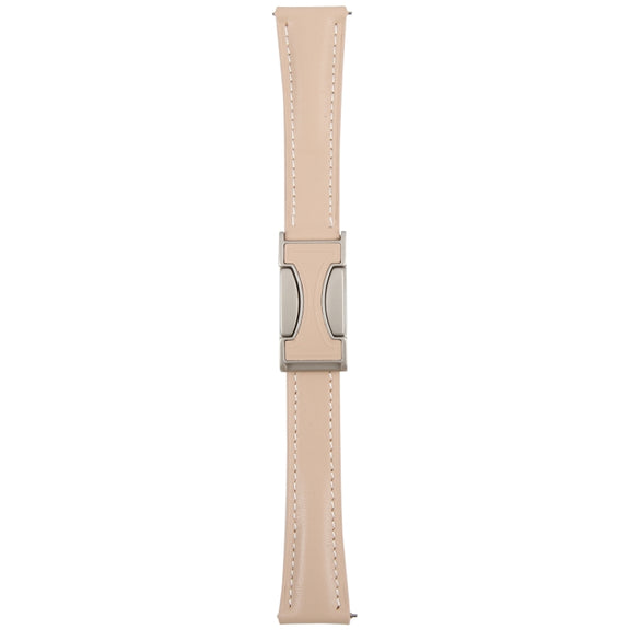 20mm Universal Slim Magnetic Buckle Genuine Leather Watch Band(Plain Weave Apricot)