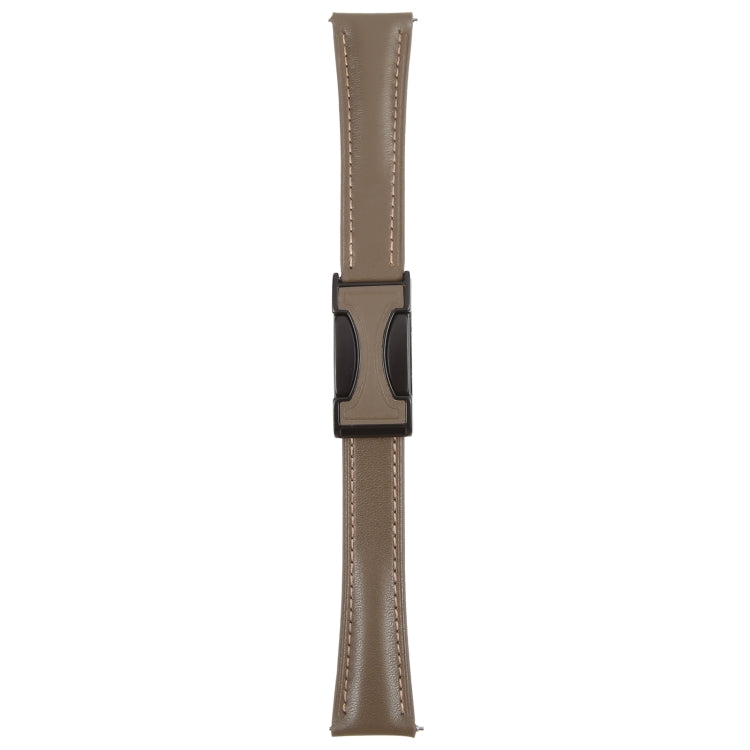 20mm Universal Slim Magnetic Buckle Genuine Leather Watch Band(Plain Weave Dark Grey)