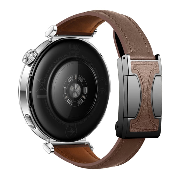20mm Universal Slim Magnetic Buckle Genuine Leather Watch Band(Plain Weave Dark Coffee)