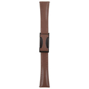 20mm Universal Slim Magnetic Buckle Genuine Leather Watch Band(Plain Weave Dark Coffee)