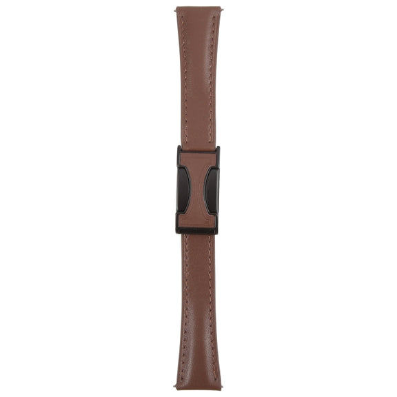 20mm Universal Slim Magnetic Buckle Genuine Leather Watch Band(Plain Weave Dark Coffee)
