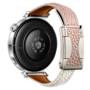 22mm Universal Slim Magnetic Buckle Genuine Leather Watch Band(Pink Beige)