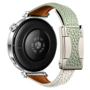 22mm Universal Slim Magnetic Buckle Genuine Leather Watch Band(Green Beige)