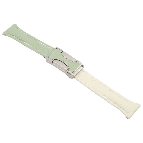 22mm Universal Slim Magnetic Buckle Genuine Leather Watch Band(Green Beige)