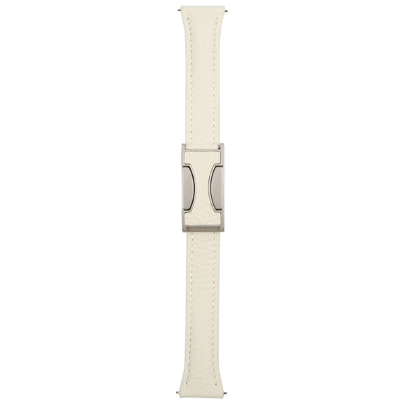 22mm Universal Slim Magnetic Buckle Genuine Leather Watch Band(Beige)