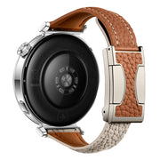 22mm Universal Slim Magnetic Buckle Genuine Leather Watch Band(Brown Light Grey)