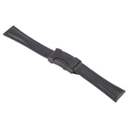 22mm Universal Slim Magnetic Buckle Genuine Leather Watch Band(Plain Weave Black)