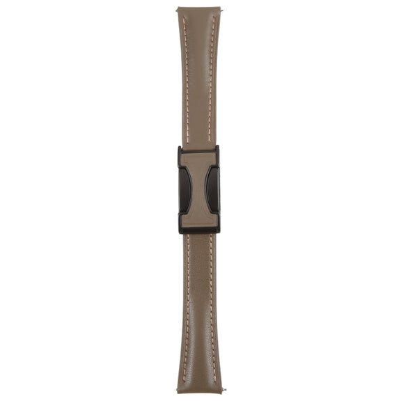 22mm Universal Slim Magnetic Buckle Genuine Leather Watch Band(Plain Weave Dark Grey)