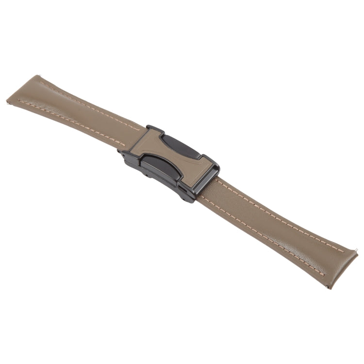 22mm Universal Slim Magnetic Buckle Genuine Leather Watch Band(Plain Weave Dark Grey)
