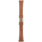 22mm Universal Slim Magnetic Buckle Genuine Leather Watch Band(Plain Weave Brown)