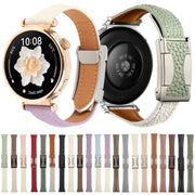 22mm Universal Slim Magnetic Buckle Genuine Leather Watch Band(Plain Weave Grey)