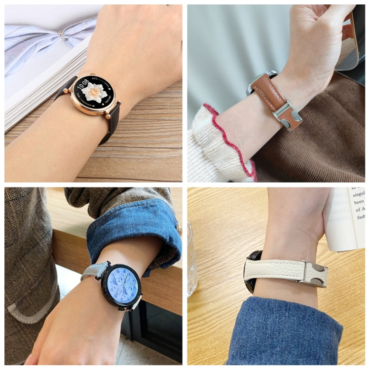 18mm Universal Slim Magnetic Buckle Genuine Leather Watch Band(Red)