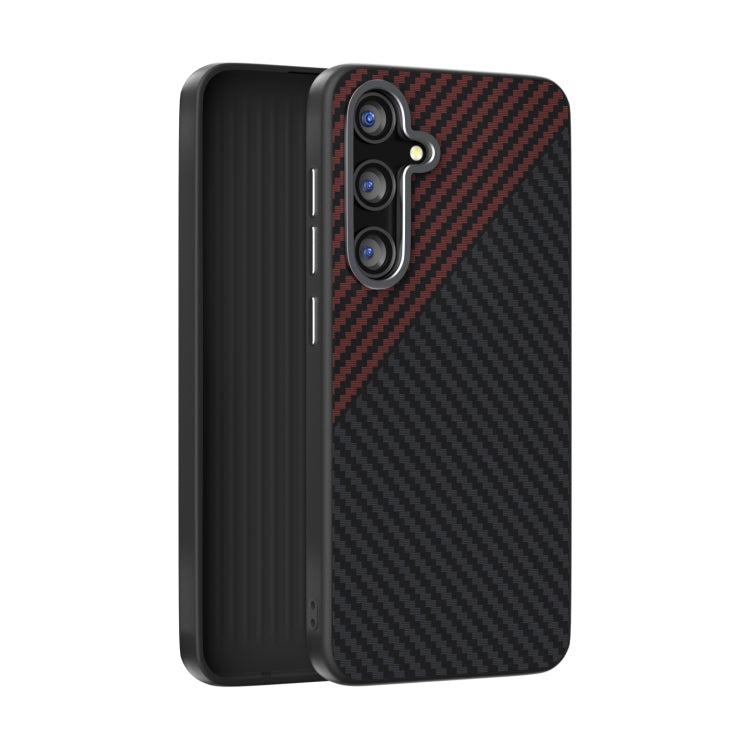 For Samsung Galaxy S25+ 5G / S24+ 5G ABEEL C Carbon Fiber Series 6D Micro Relief MagSafe Phone Case(Black Red)