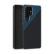 For Samsung Galaxy S25 Ultra 5G ABEEL C Carbon Fiber Series 6D Micro Relief MagSafe Phone Case(Black Blue)