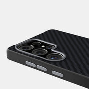 For Samsung Galaxy S25 Ultra 5G ABEEL C Carbon Fiber Series 6D Micro Relief MagSafe Phone Case(Black Blue)