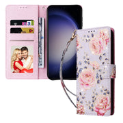 For Samsung Galaxy S25 5G Bronzing Painting RFID Leather Phone Case(Pastoral Rose)