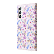 For Samsung Galaxy S25 5G Bronzing Painting RFID Leather Phone Case(Pansies)