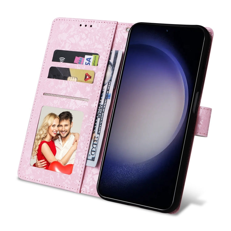 For Samsung Galaxy S25 5G Bronzing Painting RFID Leather Phone Case(Rose Flower)