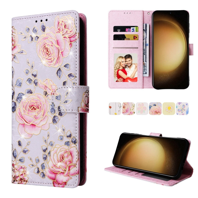 For Samsung Galaxy S25+ 5G Bronzing Painting RFID Leather Phone Case(Pastoral Rose)
