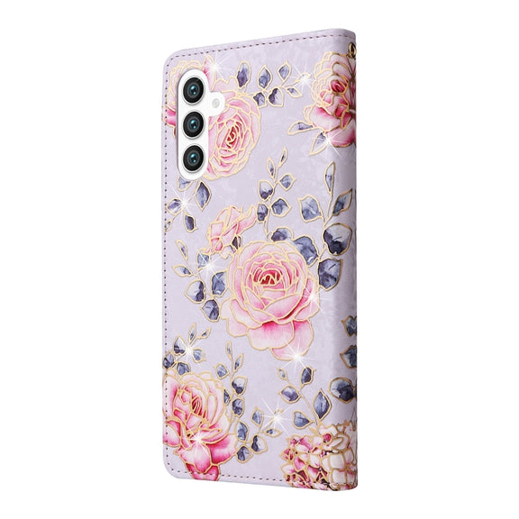 For Samsung Galaxy S25+ 5G Bronzing Painting RFID Leather Phone Case(Pastoral Rose)