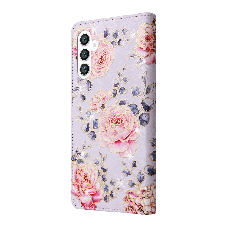 For Samsung Galaxy S25+ 5G Bronzing Painting RFID Leather Phone Case(Pastoral Rose)