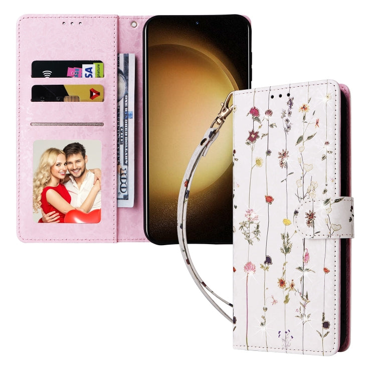 For Samsung Galaxy S25+ 5G Bronzing Painting RFID Leather Phone Case(Flowers World)
