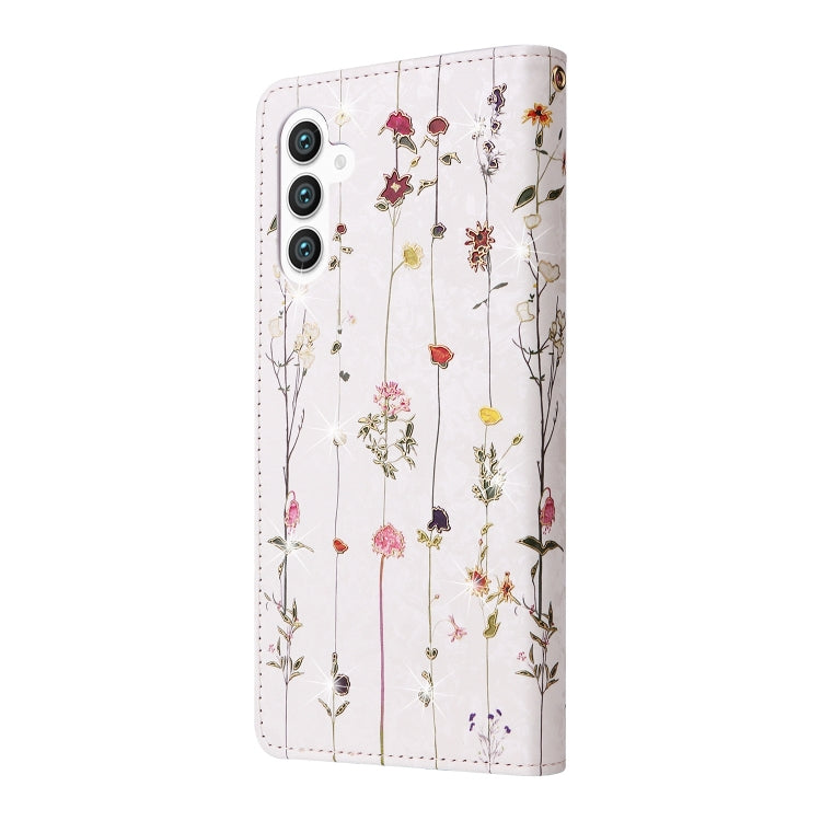 For Samsung Galaxy S25+ 5G Bronzing Painting RFID Leather Phone Case(Flowers World)