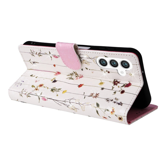 For Samsung Galaxy S25+ 5G Bronzing Painting RFID Leather Phone Case(Flowers World)