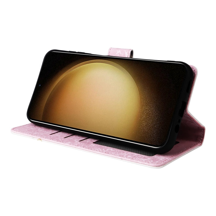 For Samsung Galaxy S25+ 5G Bronzing Painting RFID Leather Phone Case(Bloosoming Flower)