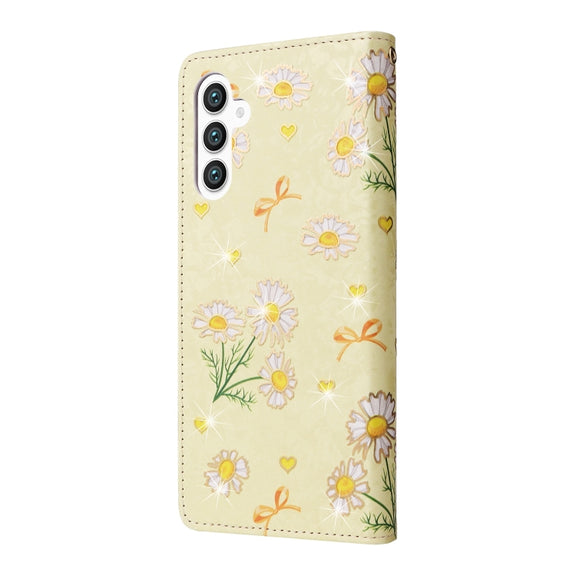 For Samsung Galaxy S25+ 5G Bronzing Painting RFID Leather Phone Case(Yellow Daisy)