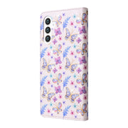 For Samsung Galaxy S25+ 5G Bronzing Painting RFID Leather Phone Case(Pansies)