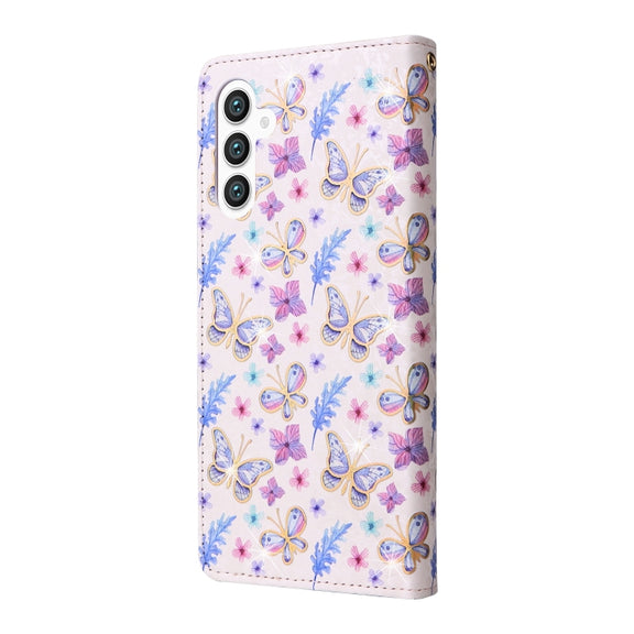 For Samsung Galaxy S25+ 5G Bronzing Painting RFID Leather Phone Case(Pansies)