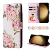 For Samsung Galaxy S25+ 5G Bronzing Painting RFID Leather Phone Case(Rose Flower)