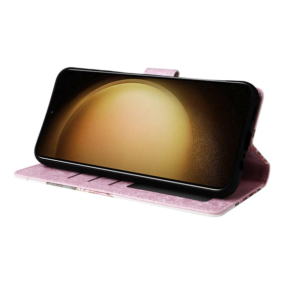 For Samsung Galaxy S25+ 5G Bronzing Painting RFID Leather Phone Case(Rose Flower)