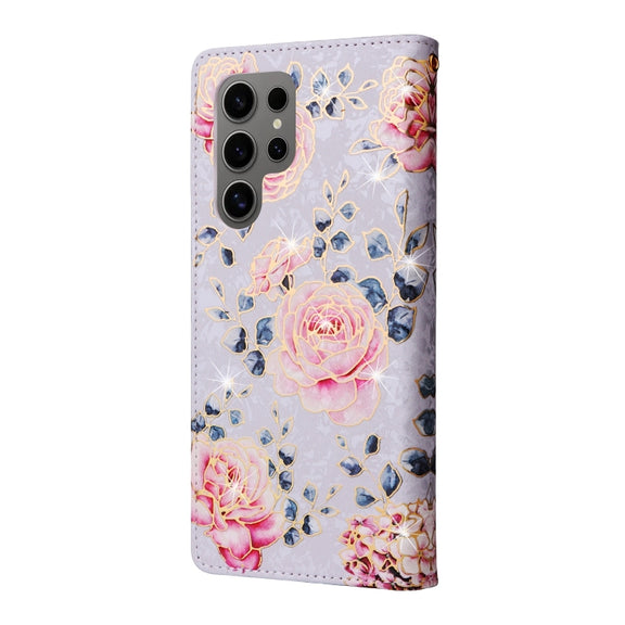 For Samsung Galaxy S25 Ultra 5G Bronzing Painting RFID Leather Phone Case(Pastoral Rose)