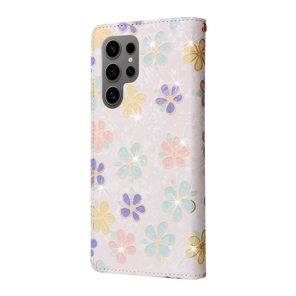 For Samsung Galaxy S25 Ultra 5G Bronzing Painting RFID Leather Phone Case(Bloosoming Flower)