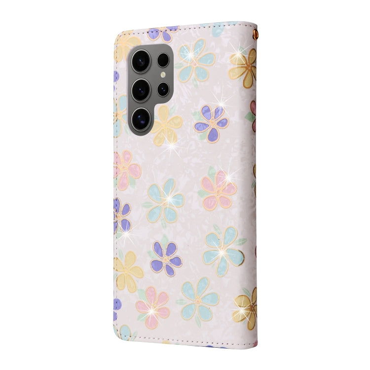 For Samsung Galaxy S25 Ultra 5G Bronzing Painting RFID Leather Phone Case(Bloosoming Flower)