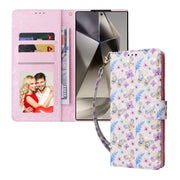 For Samsung Galaxy S25 Ultra 5G Bronzing Painting RFID Leather Phone Case(Pansies)