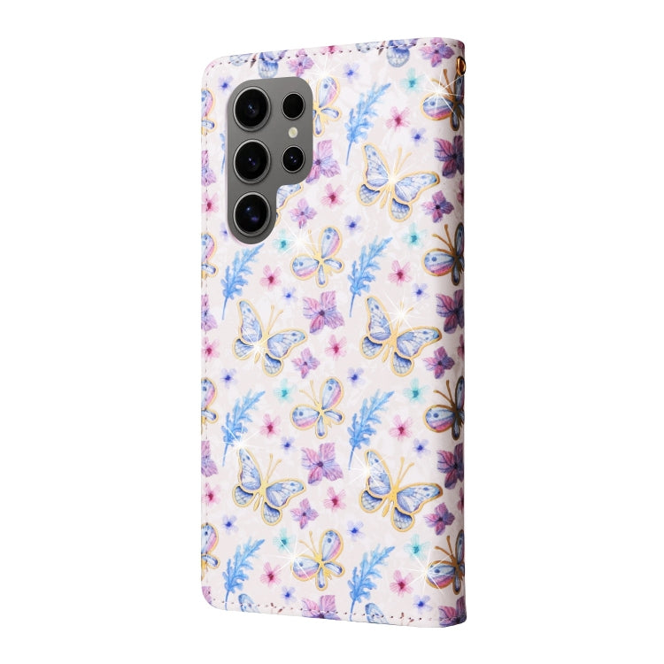 For Samsung Galaxy S25 Ultra 5G Bronzing Painting RFID Leather Phone Case(Pansies)