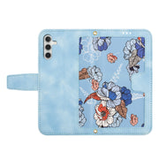 For Samsung Galaxy S25+ 5G Floral Pattern Leather Phone Case with Lanyard(Light Blue)