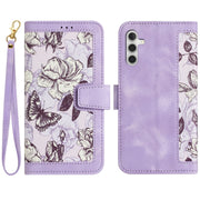 For Samsung Galaxy S25+ 5G Floral Pattern Leather Phone Case with Lanyard(Light Purple)