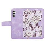 For Samsung Galaxy S25+ 5G Floral Pattern Leather Phone Case with Lanyard(Light Purple)