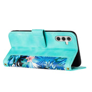 For Samsung Galaxy S25 5G Floral Pattern Leather Phone Case with Lanyard(Green)