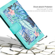 For Samsung Galaxy S25 5G Floral Pattern Leather Phone Case with Lanyard(Green)