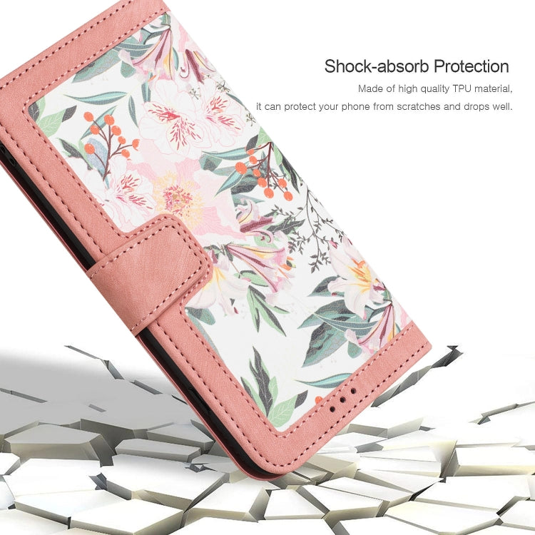 For Samsung Galaxy S25 5G Floral Pattern Leather Phone Case with Lanyard(Pink)
