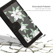 For Samsung Galaxy S25 5G Floral Pattern Leather Phone Case with Lanyard(Black)